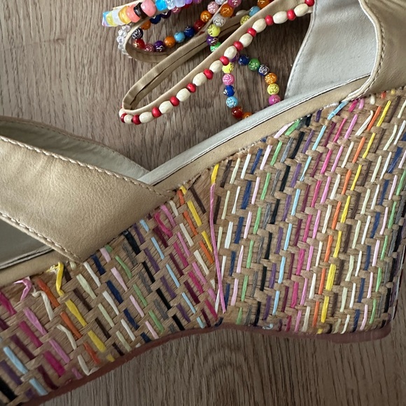Cute wedge beaded colorful threaded pattern shoes - Picture 10 of 16